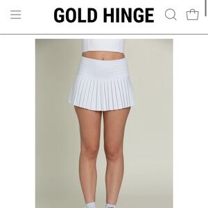 Gold Hinge White Pleated Skirt